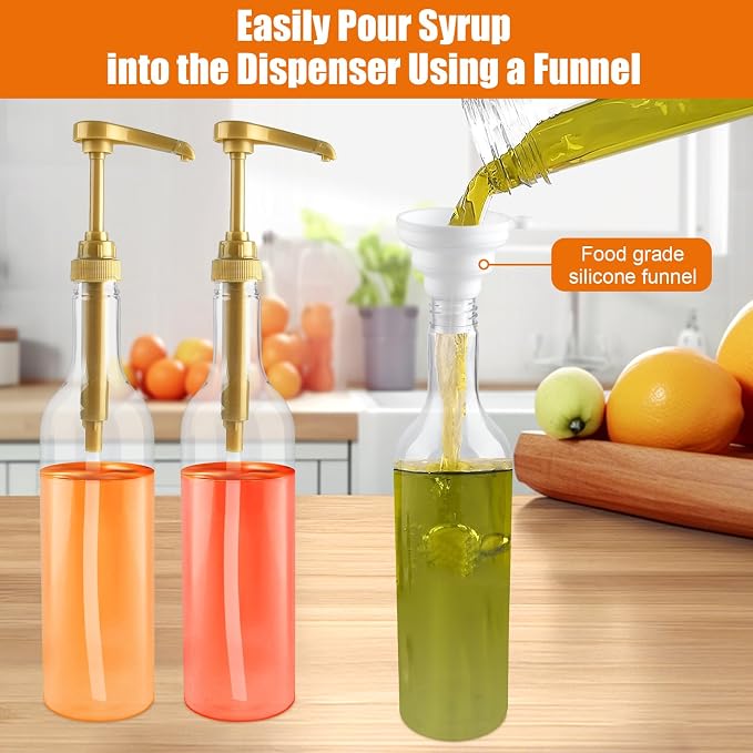 4 Pack Syrup Dispenser for Coffee Bar, 25.4 oz/750 ml Clear Syrup Dispenser - Image 4
