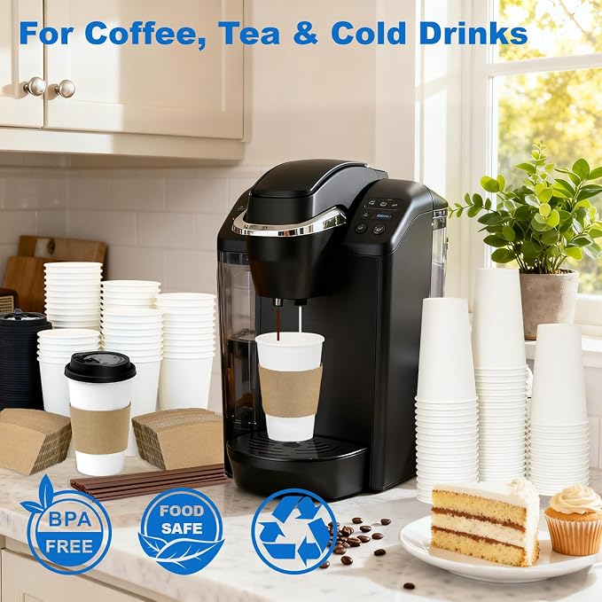 16 oz 50 Pack Coffee Cups with Lids and Sleeves, Hot Disposable To Go Travel - Image 2
