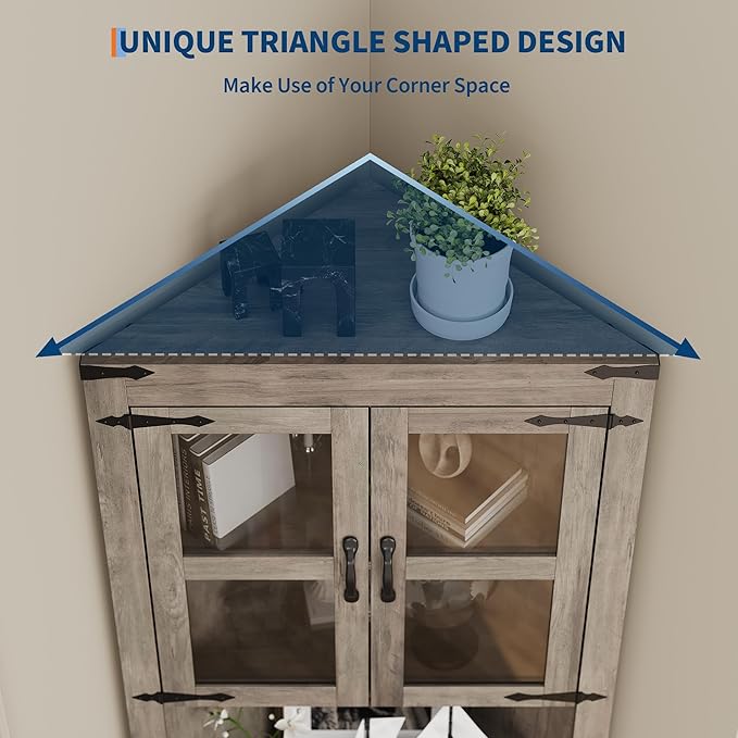 GarveeHome 67 in Tall Corner Storage Cabinet - Image 5