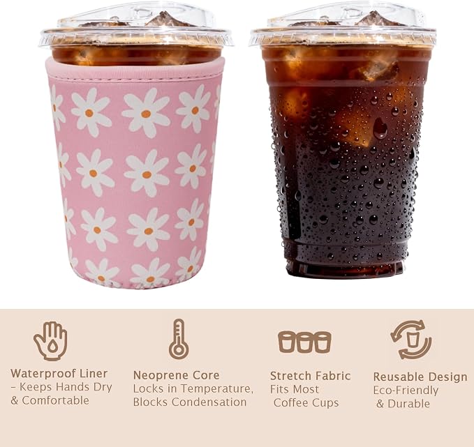 Reusable Insulated Sleeve for Iced Coffee Cup, Coffee Neoprene Sleeve for Cold - Image 6