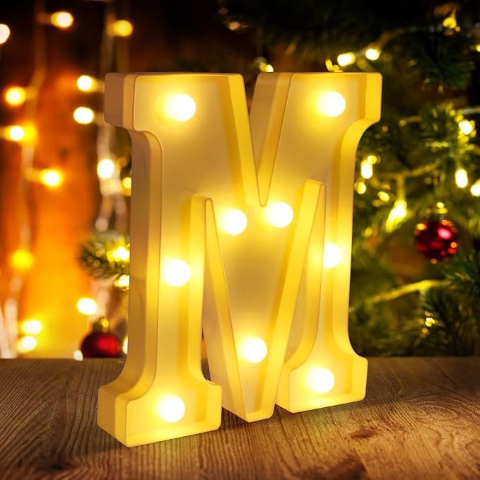 Light Up Letters M, LED Sign Marquee Letters 26 Alphabet by funsky