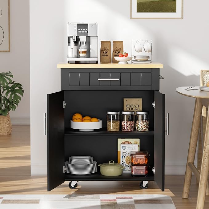 JY QAQA 26" Kitchen Island Cart on Wheels, Mobile Kitchen Storage Cabinet by JYQAQA