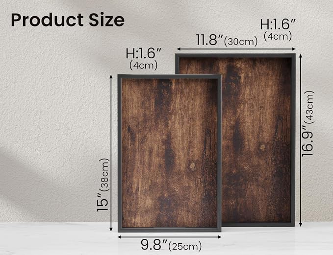 Fibogollo Set of 2 Wooden Serving Tray - Image 6