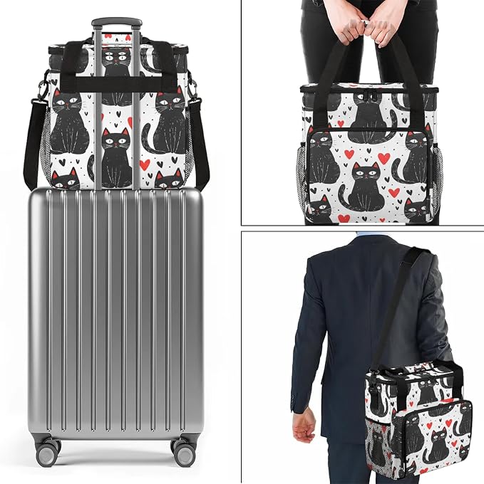 Cartoon Cats Coffee Maker Carring Bag, Large Insulated Storage Organizer Case - Image 7