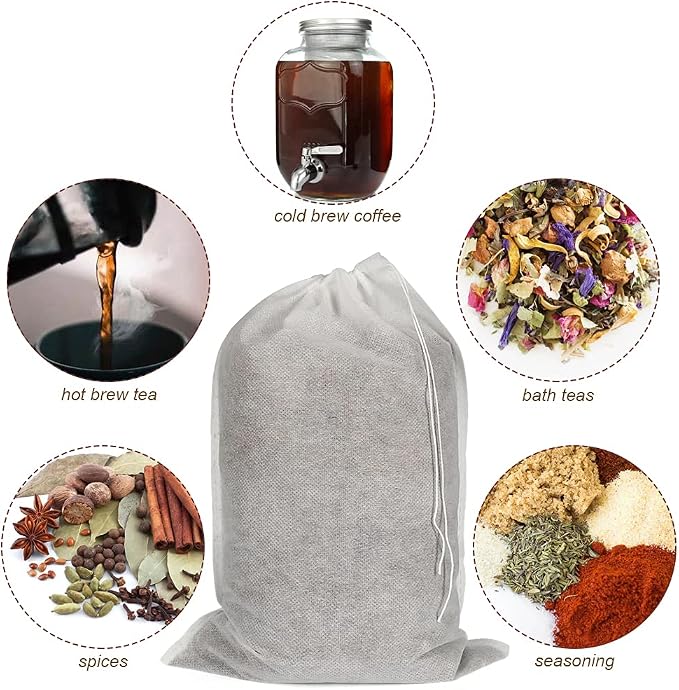 50pcs No Mess Large Cold Brew Bags, 8x12 inch Disposable Coffee Filter Bag Fine - Image 6