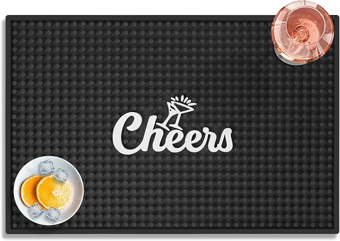 Lexenic Cheers Bar Mat for Home Bar, Retro Quick-Drying Water-Draining Rubber by Lexenic