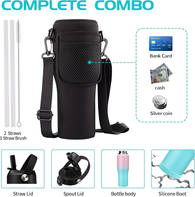 Stainless Steel Water-Bottles Fits in Cup Holder - 40 oz Water Bottle - Image 6