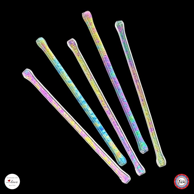 studioTica Handmade Glass Swizzle Sticks: Frosted Fire, Cocktail + Hiball - Image 6
