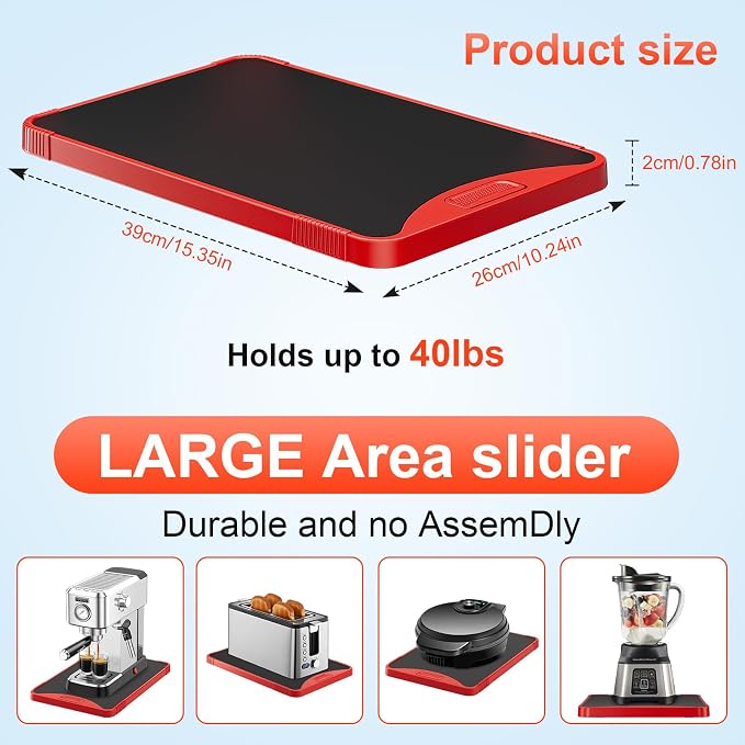 ARGOMAX Appliance Rolling Tray, Coffee Maker Slider, coffee pull out tray - Image 2