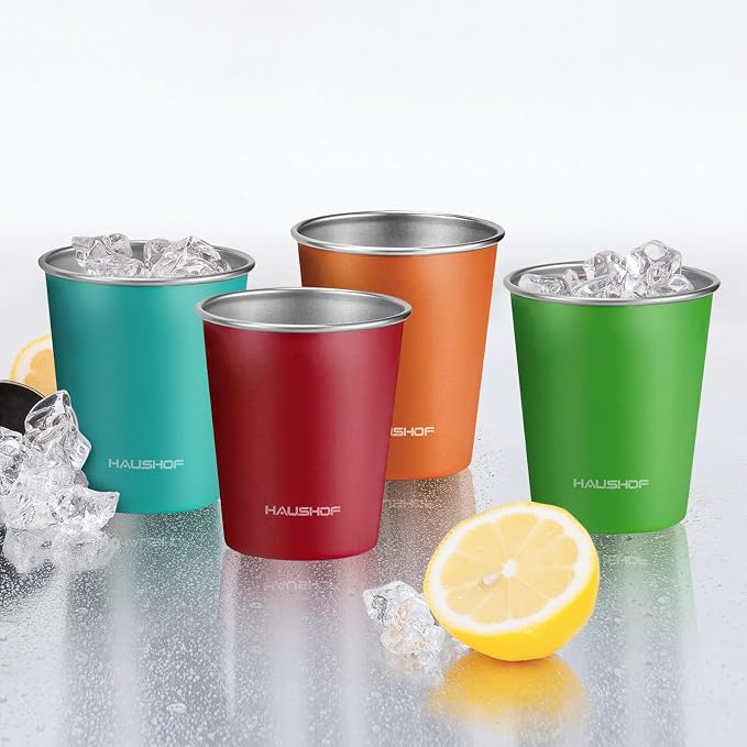 HAUSHOF Pint Cup, 14 oz Stainless Steel Cups, Stackable Metal Drinking Cups - Image 3