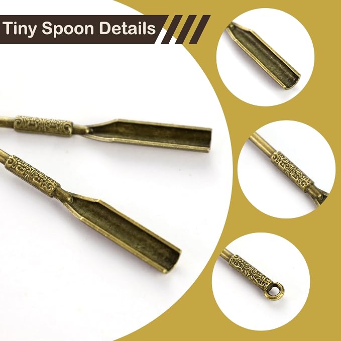 6 Pack Tiny Small Mini Spoons 4.3 Inches Metal Medicine Shovel Spices Powder - Image 3