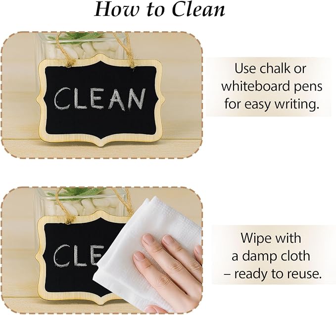 12-Pack Mini Hanging Wooden Chalkboard Labels – Small Reusable Blackboard Tags - Image 4