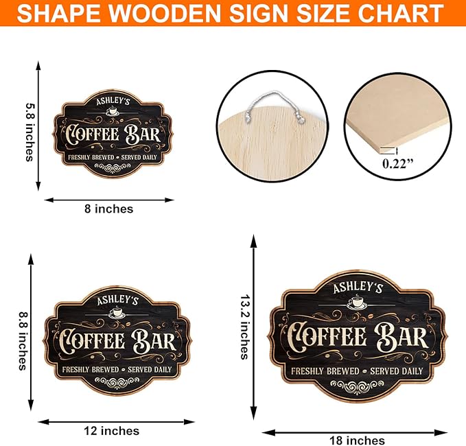THUYPT Personalized Coffee Sign, Coffee Wooden Sign Plaque Wall Hanging Coffee - Image 2