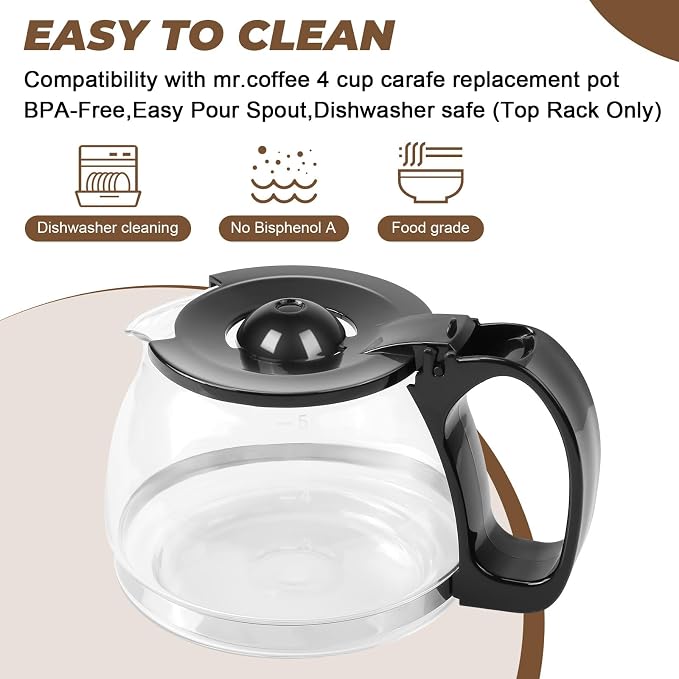 4-Cup Glass Carafe fits for Mr.Coffee, Universal Coffee Pot Machine Glass - Image 6