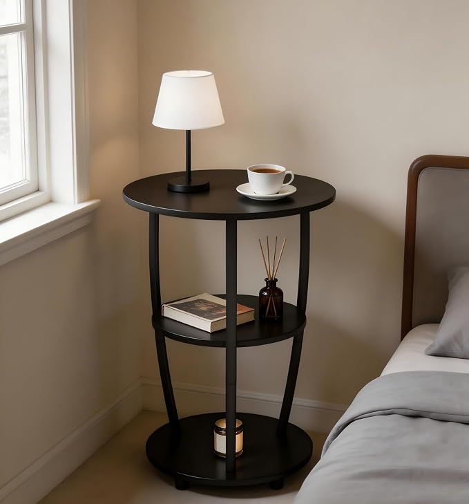 MWOOD Small Round Side Table, 3-Tier End Table - Image 4