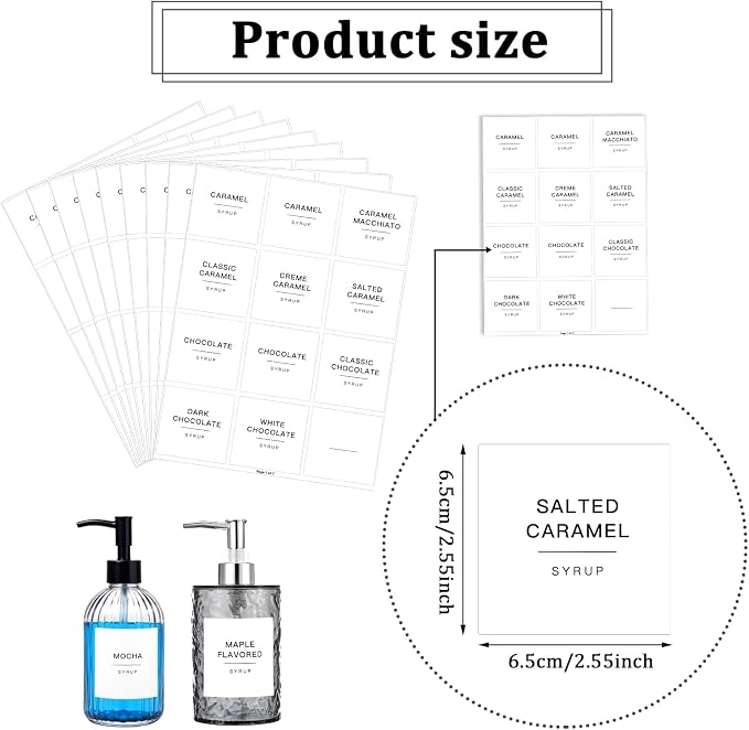 84Pcs Coffee Syrup Labels, Waterproof Coffee Syrup Label Stickers Self-Adhesive - Image 3