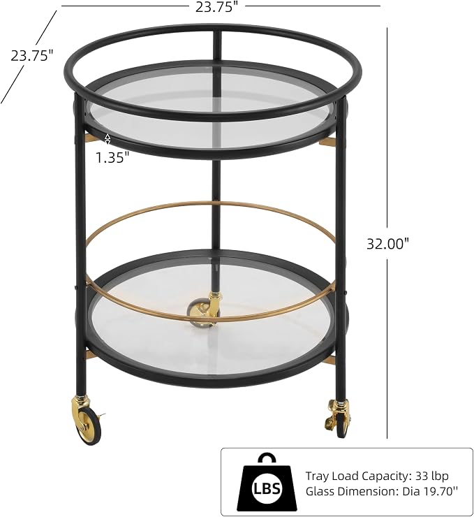 GDFStudio Modern Round Bar Cart - Image 2