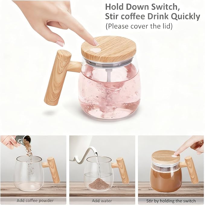 Automatic Stirring Mug, Glass Self Stirring Cup - Image 2