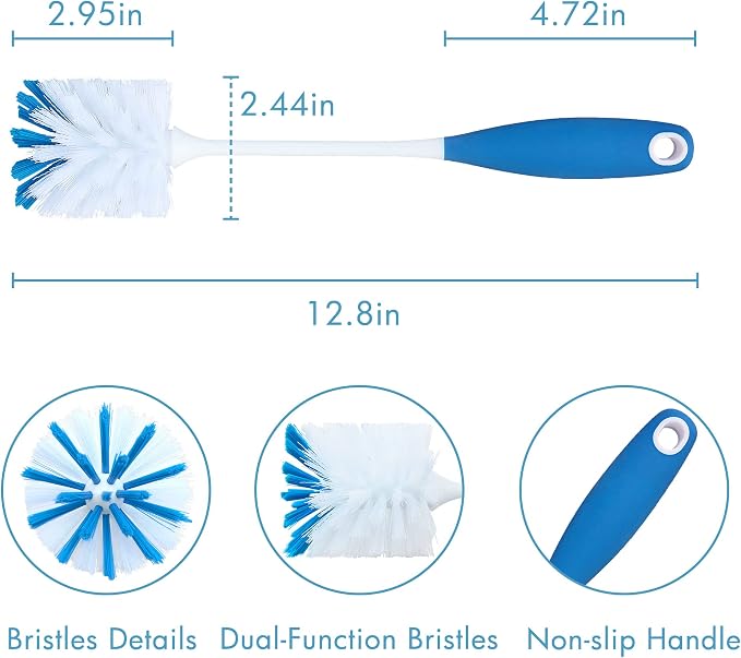 2 Pack Long Handle Bottle Scrubbing Brushes, Water Bottle Cleaner - Image 2