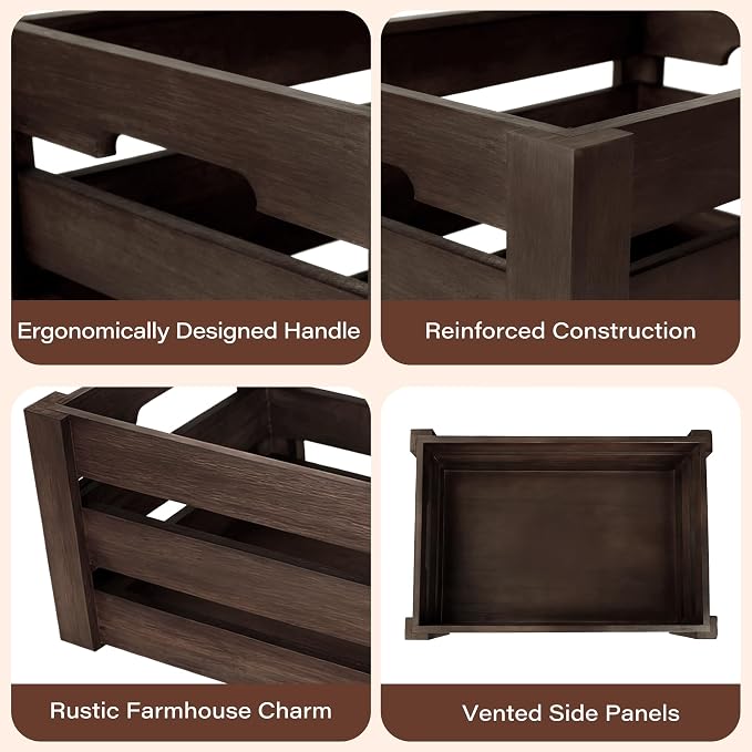 Wooden Storage Crates Set of 3 Nesting Wooden Box - Image 7