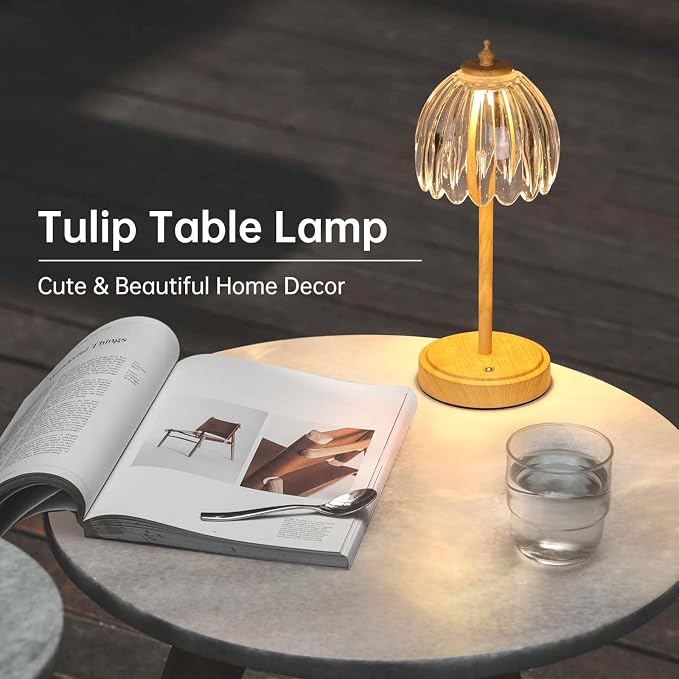 Shenmoyl Tulip Table Lamp with 5200mAh Battery & Touch Control, Small Cordless - Image 7