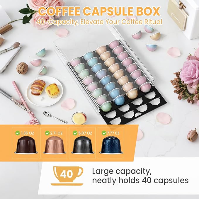 Garvee Pod Holder Drawer Holds 40 Capsules, Countertop Coffee Pod Storage - Image 3