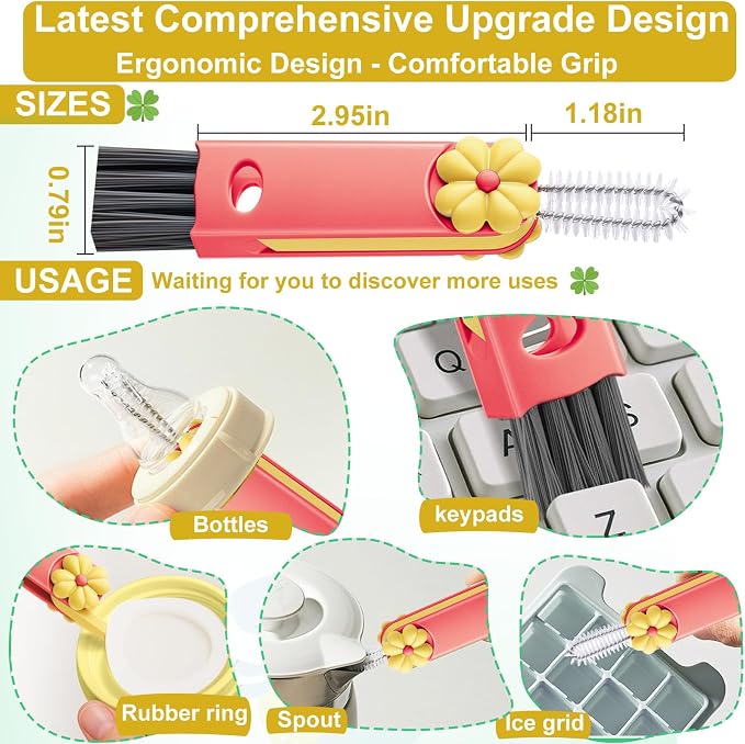3 in 1 Cup Lid Cleaning Brush, Cup Lid Brush, Upgraded 3PCS Multifunctional - Image 4
