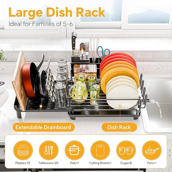 Simple Trending Extendable Dish Drying Rack, Dish Strainer - Image 6