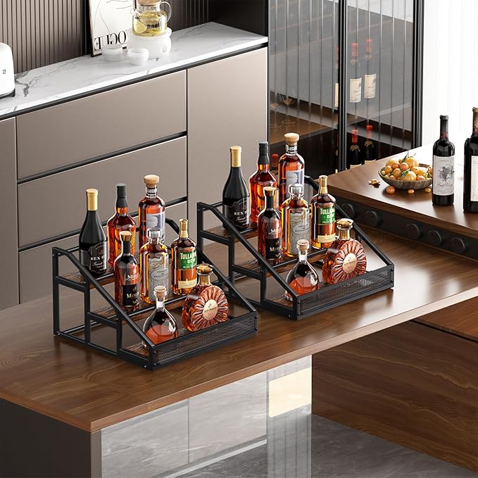 B4Life 2 Pack 3-Tier Liquor Bottle Display Shelf Bar Shelves - Image 5