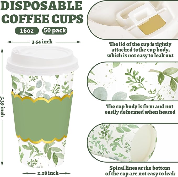 JarThenaAMCS 50 Pcs Greenery Coffee Cups - Image 2