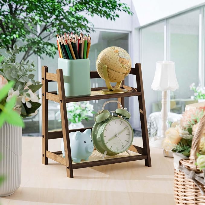 Yalikop 1 Pcs 2 Tier Matcha Station Shelf Bamboo Coffee Mug Stand Countertop - Image 7
