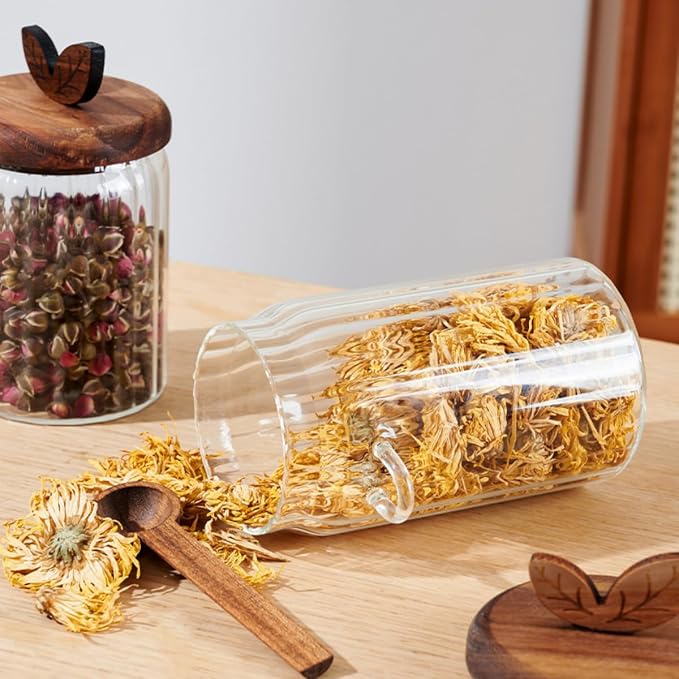 ANSQU Glass Jar with Wooden Lid and Spoon, Food Storage Containers Coffee Jar - Image 4