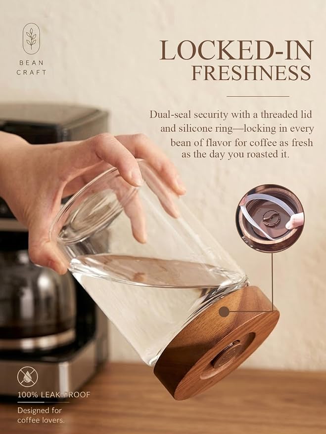 Coffee Canister, 9oz Airtight Glass Storage Jar - Image 4