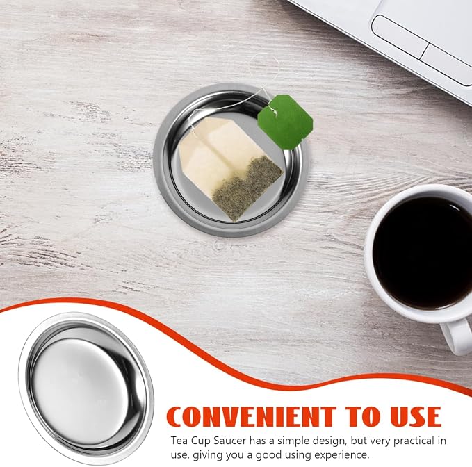 KICHOUSE Stainless Steel Tea Bag Dish Round Tea Bag Coaster Holder Coaster - Image 7