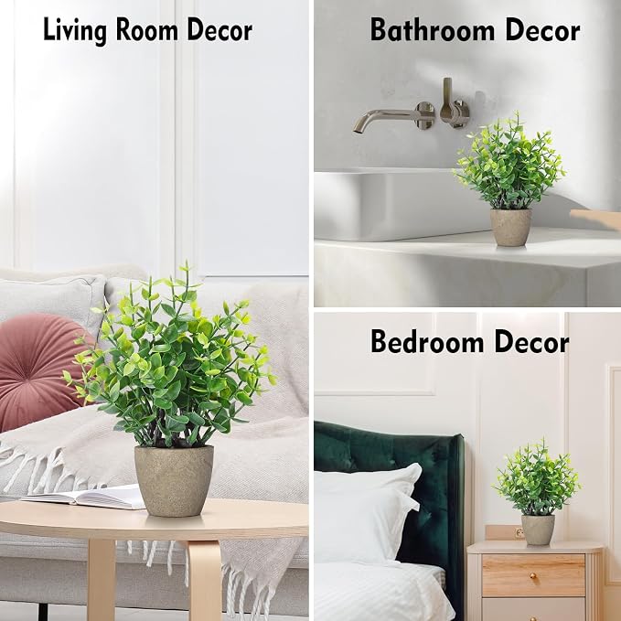 FAVOWREATH 2 Pack Fake Plants Ceramic Mini Artificial Greenery Potted Plants - Image 4