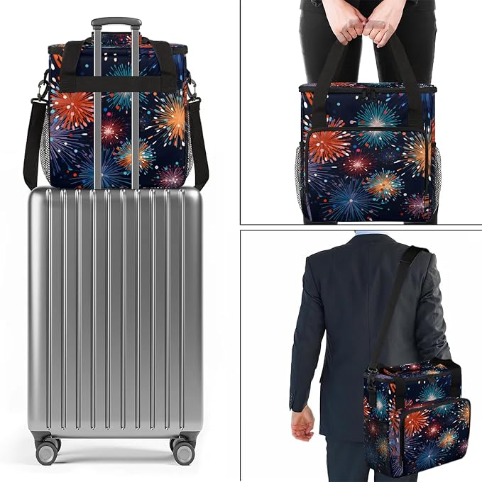 Celebrate Fireworks Festival Coffee Maker Carring Bag, Large Insulated Storage - Image 7