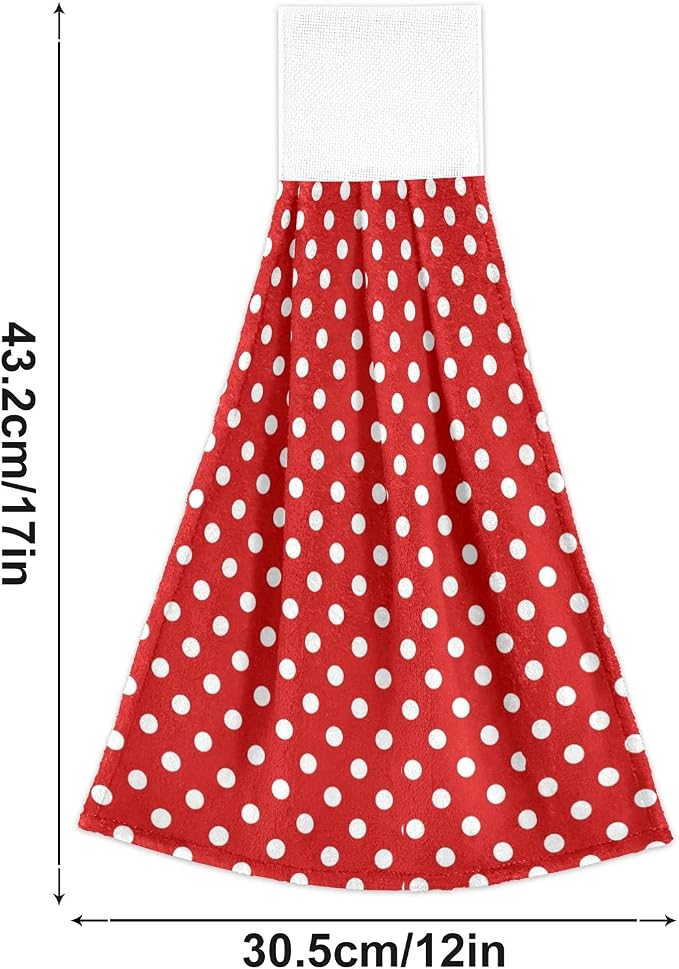 Dussdil Red White Polka Dot Kitchen Hanging Towel 12 x 17 in, Bath Hand - Image 5