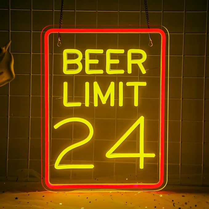 Beer Neon Sign for Wall Decor Dimmable Beer Limit 24 Neon Light Sign Bar Led by Mojoish