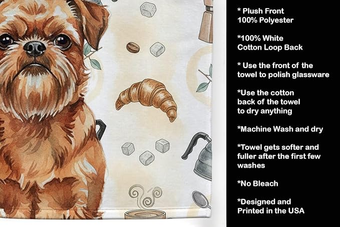 Caroline's Treasures Red Brussels Griffon Coffee Bar Kitchen Towel Velour Plush - Image 4