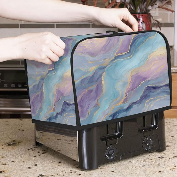Blue Marble Purple Background Toaster Cover 2 Slice Wide Slot Washable - Image 7