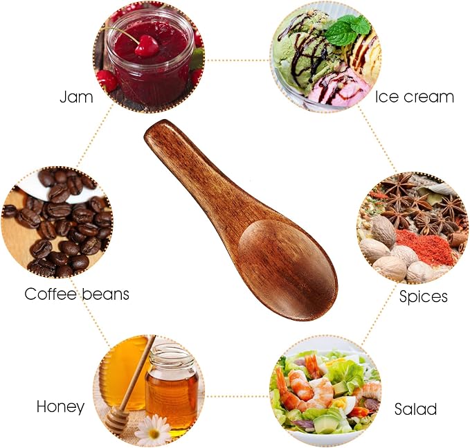 Ymapinc 4 Pcs Tiny Wooden Spoons, Handmade Mini Spoon - Image 3