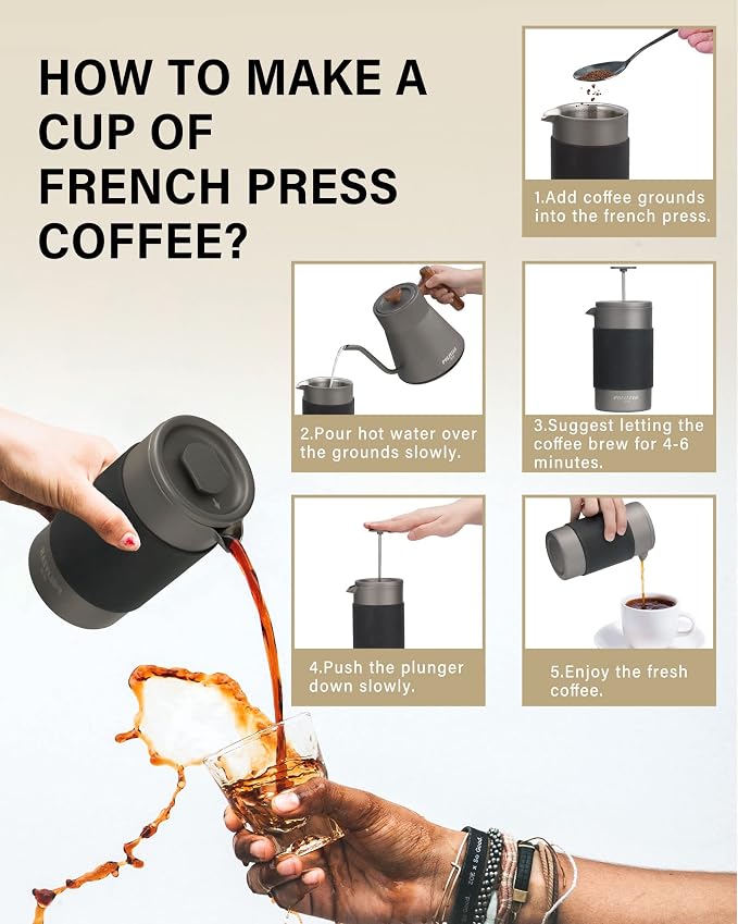 POLIVIAR French Press Coffee Maker, 12 oz Portable French Press - Image 6