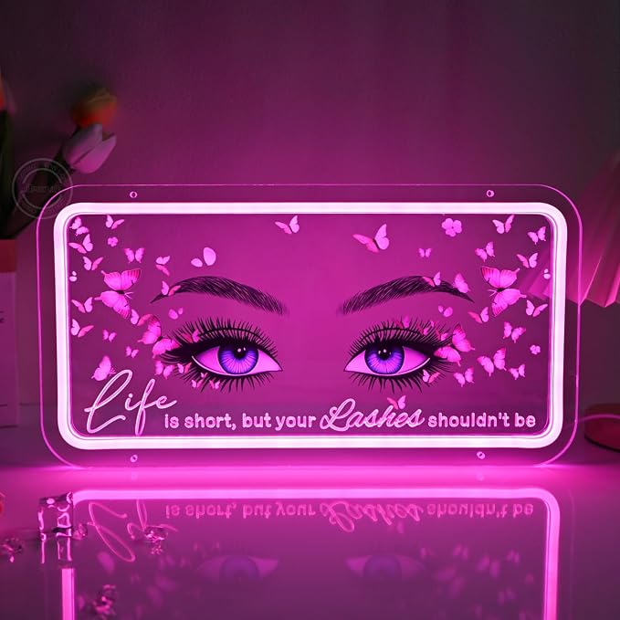 Britrio Pink Lashes Neon Sign Light by Britrio