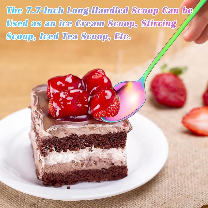 8 Pcs Long Handle Spoons, Satainless Steel Tea Spoons, Ice Cream Spoon - Image 6