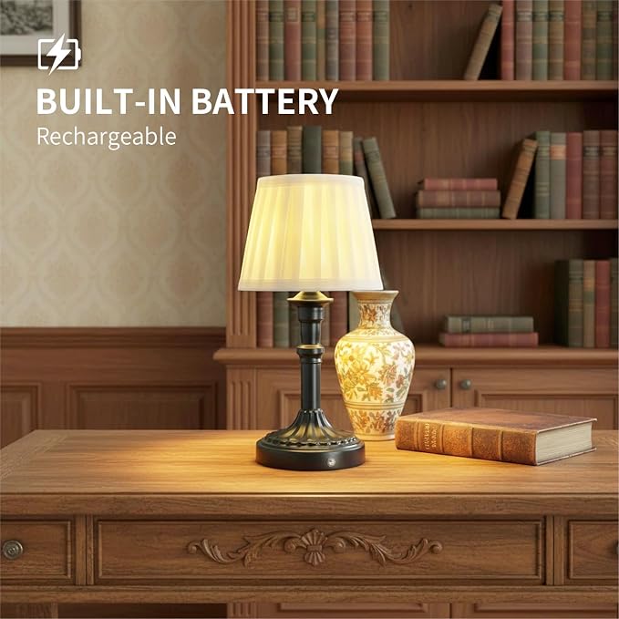 Cordless Table Lamp, Portable Fabric Shade LED Des Lamps, 5200mAh Battery - Image 6