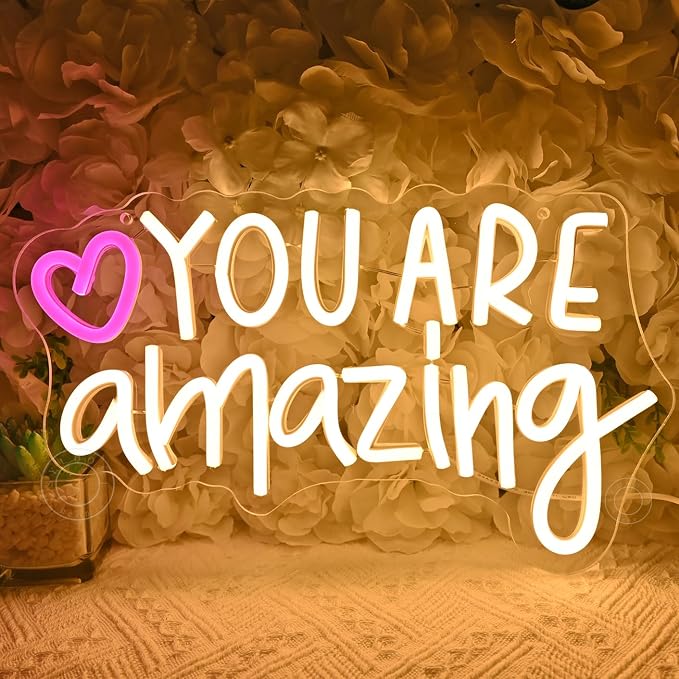 SYLHOME Led Neon Light Sign You Are Amazing Heart Classroom Kids Room Besroom - Image 3