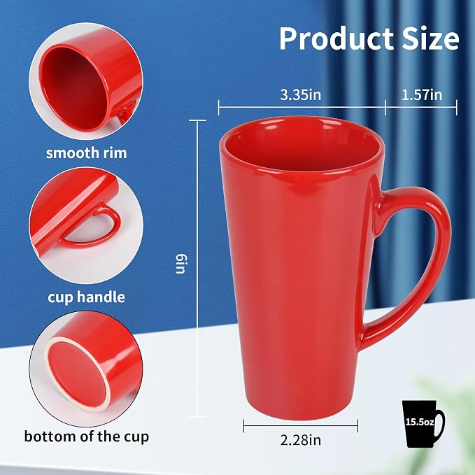 BYCNZB 16oz black Funnel Ceramic Tall Coffee Mugs - Image 2