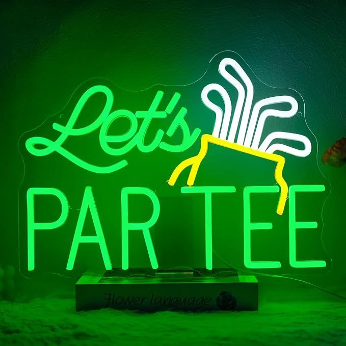 Let's Par Tee Neon Sign Dimmable Golf Neon Light Sign by Unknown