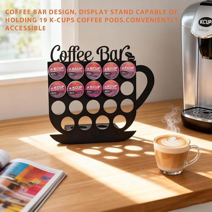 Metal K Cups Coffee Pod Holder, 19 Pods Holder Display, Coffee Bar Organizer - Image 6