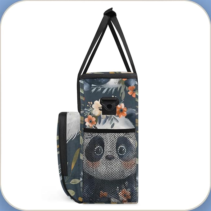 Panda Flower Coffee Maker Carring Bag, Large Insulated Storage Organizer Case - Image 4